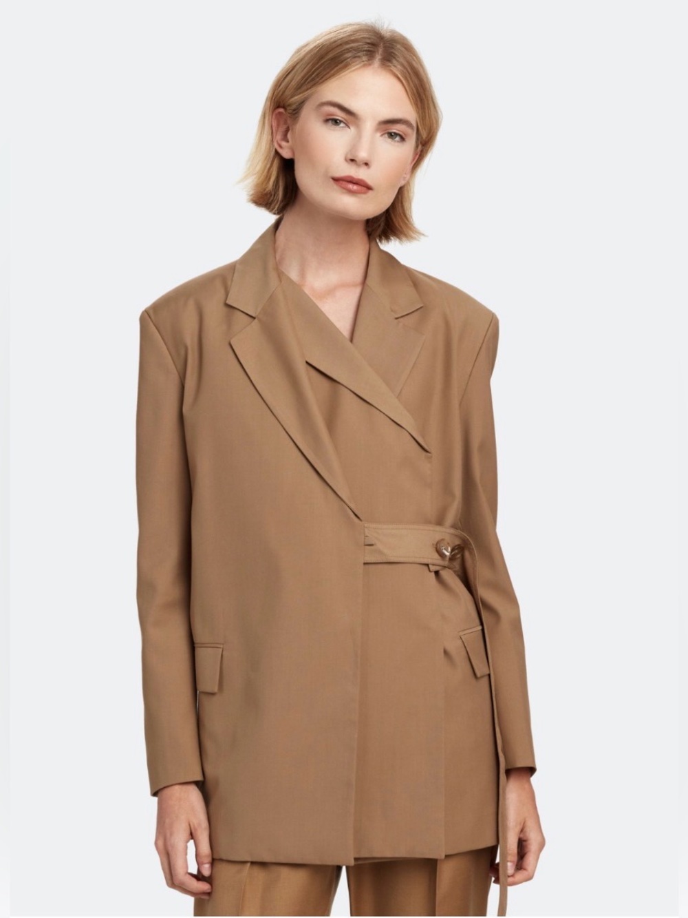 More Than Yesterday Lauren Jacket Blazer Beige Taupe Size M Quiet Luxury Office